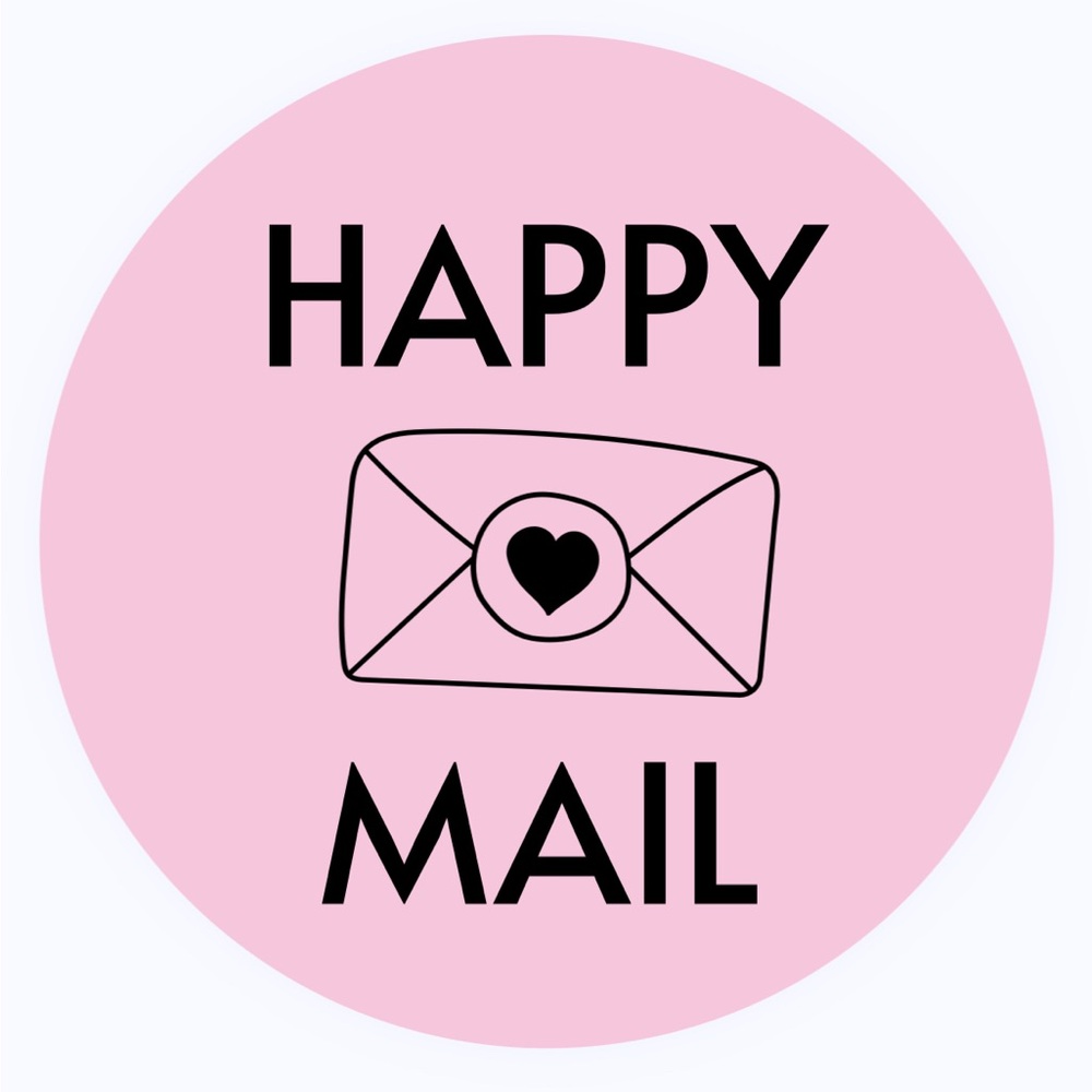 30 STICKERS - 2” ROUND - HAPPY MAIL - PINK